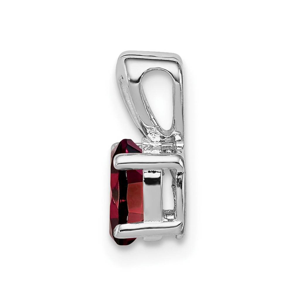 Sterling Silver Rhodium-plated Garnet Pendant (QBPD20JAN)