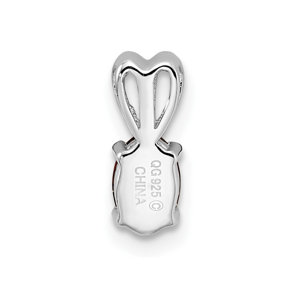 Sterling Silver Rhodium-plated Garnet Pendant (QBPD20JAN)