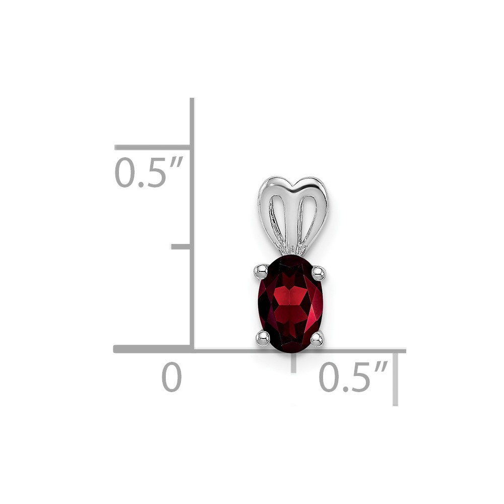 Sterling Silver Rhodium-plated Garnet Pendant (QBPD20JAN)