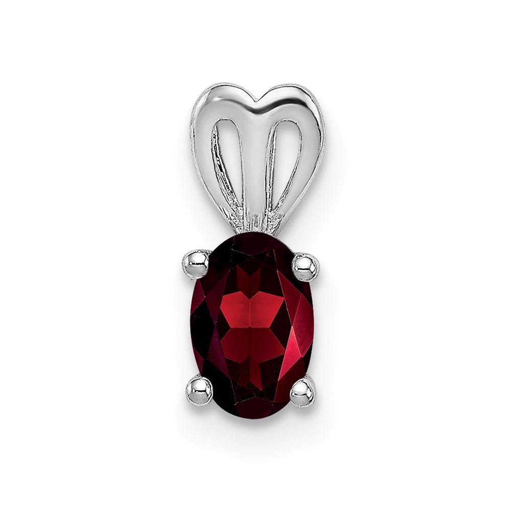 Sterling Silver Rhodium-plated Garnet Pendant (QBPD20JAN)