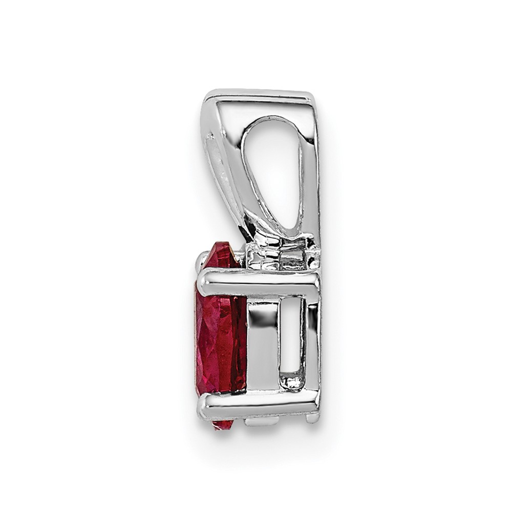 Sterling Silver Rhodium-plated Created Ruby Pendant (QBPD20JUL)