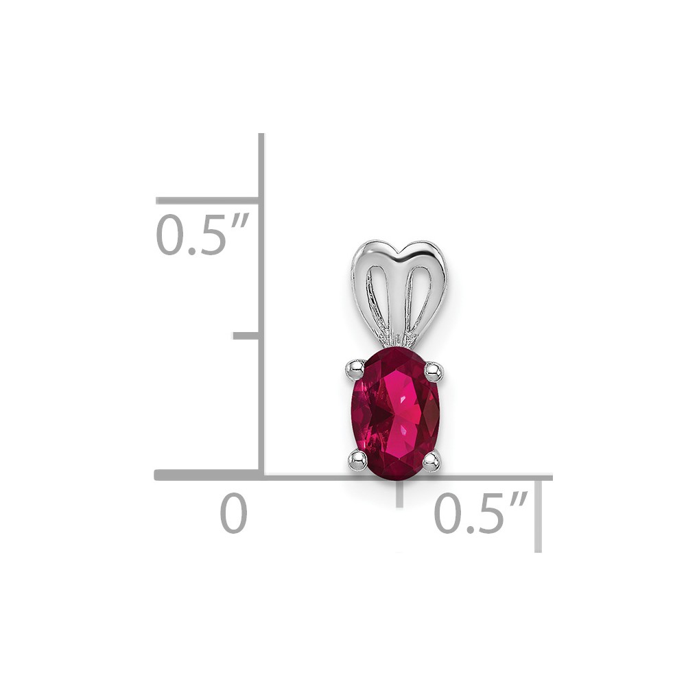 Sterling Silver Rhodium-plated Created Ruby Pendant (QBPD20JUL)