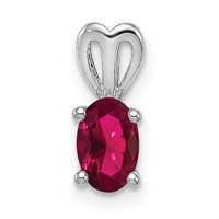 Sterling Silver Rhodium-plated Created Ruby Pendant view 1