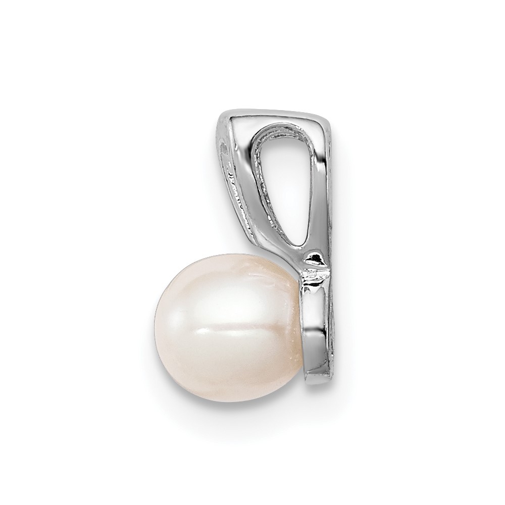 Sterling Silver Rhodium-plated FW Cultured Pearl Pendant (QBPD20JUN)