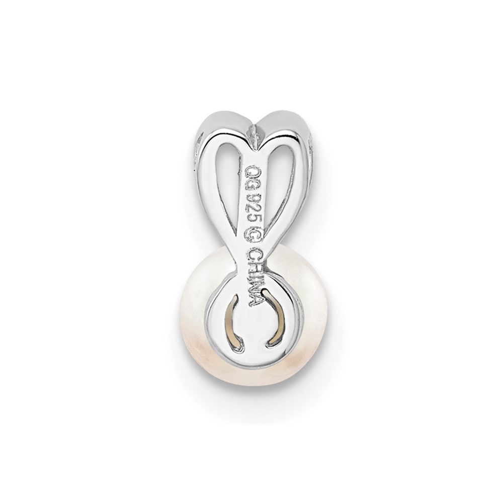 Sterling Silver Rhodium-plated FW Cultured Pearl Pendant (QBPD20JUN)
