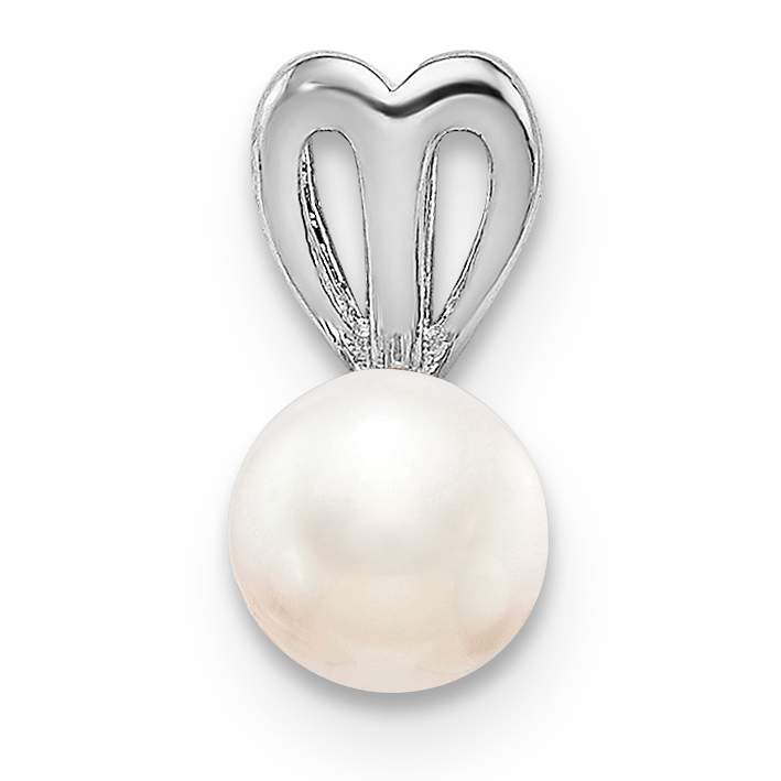 Sterling Silver Rhodium-plated FW Cultured Pearl Pendant (QBPD20JUN)