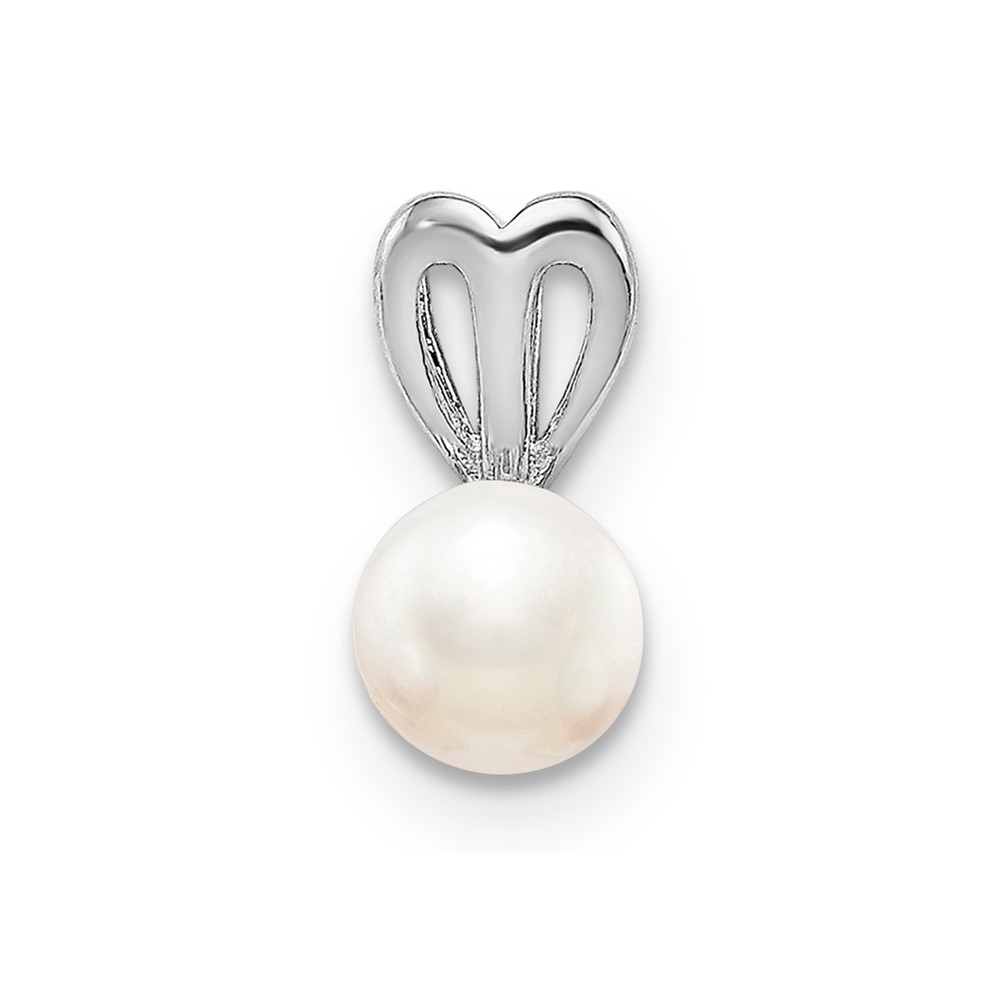 Sterling Silver Rhodium-plated FW Cultured Pearl Pendant (QBPD20JUN)