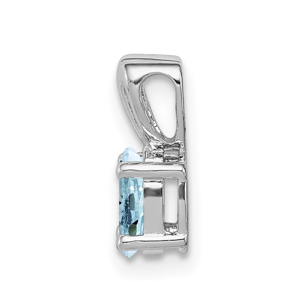 Sterling Silver Rhodium-plated Aquamarine Pendant (QBPD20MAR)