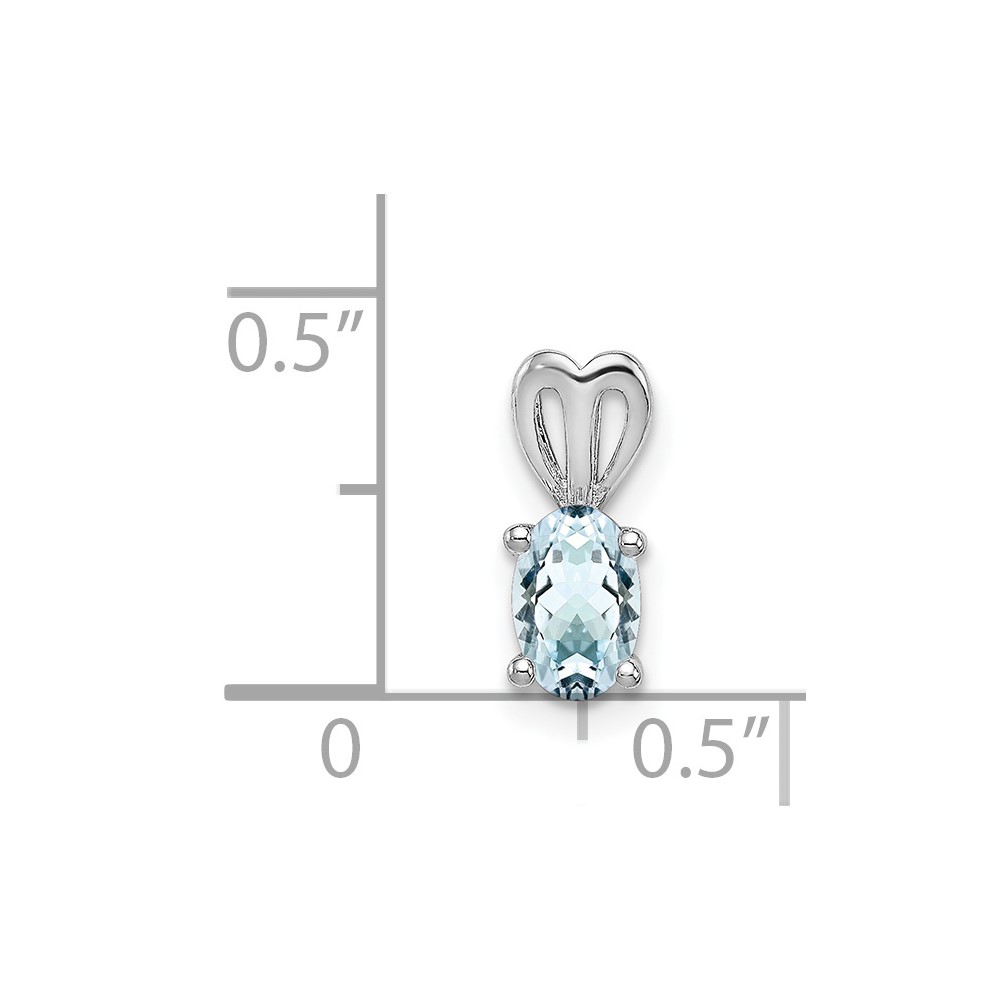 Sterling Silver Rhodium-plated Aquamarine Pendant (QBPD20MAR)