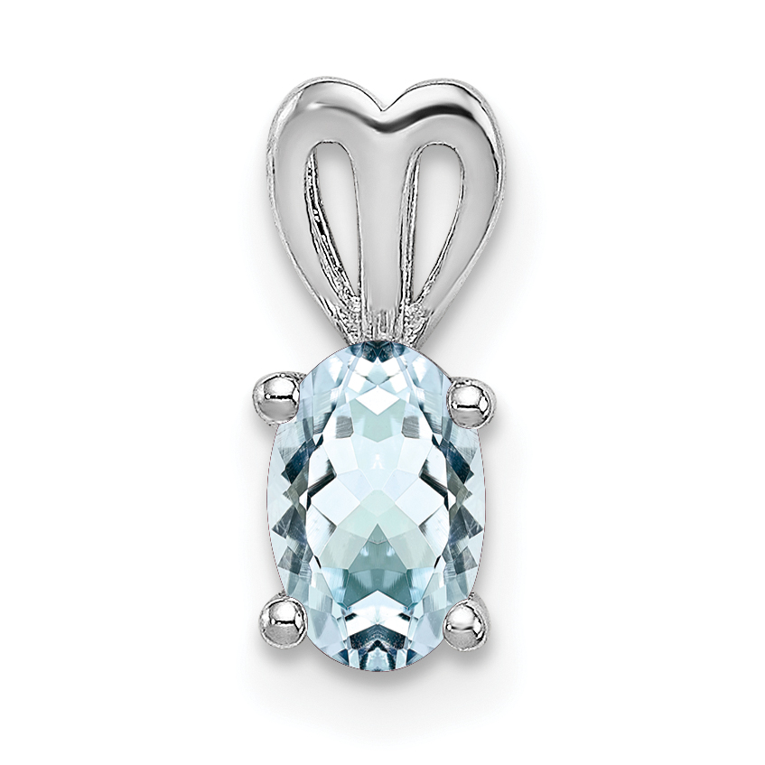 Sterling Silver Rhodium-plated Aquamarine Pendant (QBPD20MAR)