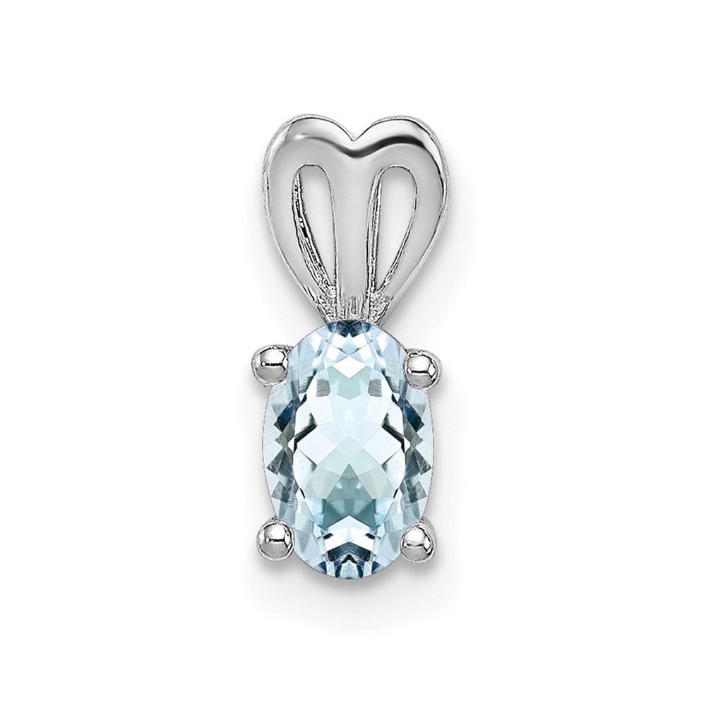 Sterling Silver Rhodium-plated Aquamarine Pendant (QBPD20MAR)