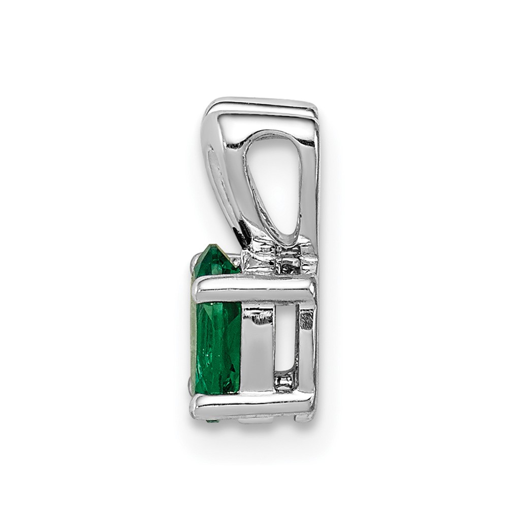 Sterling Silver Rhodium-plated Created Emerald Pendant (QBPD20MAY)
