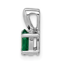 Sterling Silver Rhodium-plated Created Emerald Pendant view 2