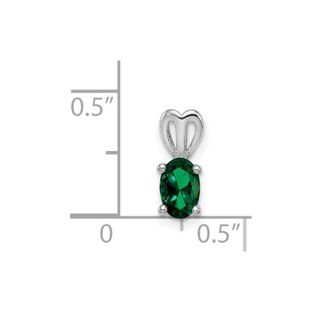 Sterling Silver Rhodium-plated Created Emerald Pendant (QBPD20MAY)