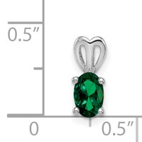 Sterling Silver Rhodium-plated Created Emerald Pendant view 3