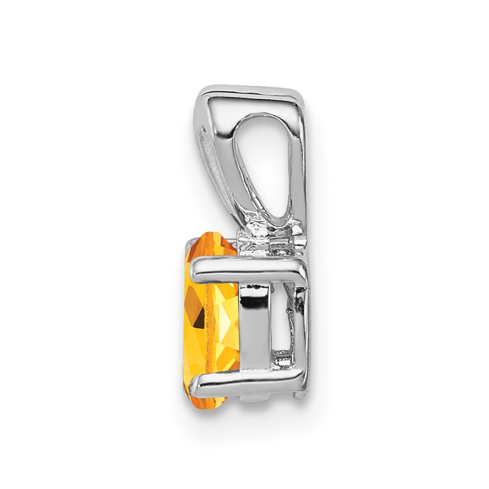 Sterling Silver Rhodium-plated Citrine Pendant (QBPD20NOV)