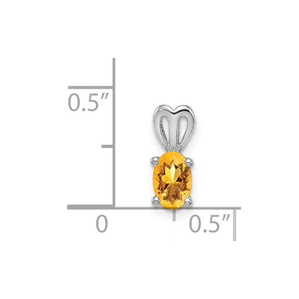 Sterling Silver Rhodium-plated Citrine Pendant (QBPD20NOV)
