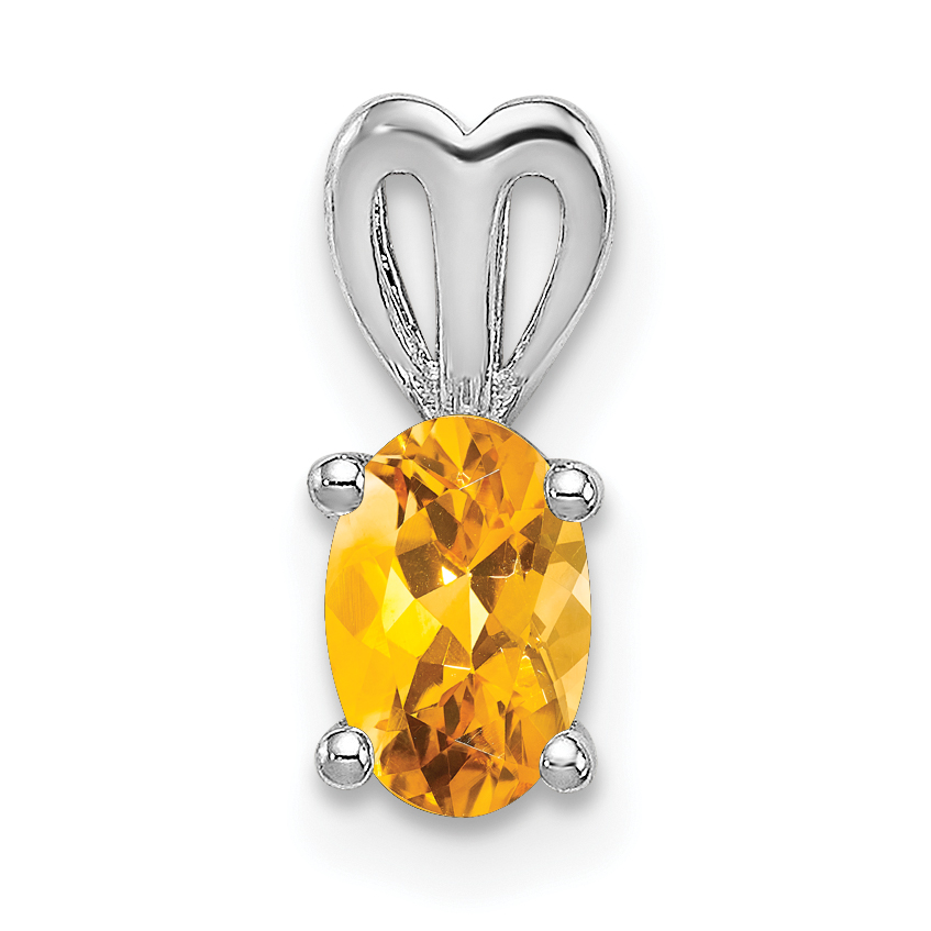 Sterling Silver Rhodium-plated Citrine Pendant (QBPD20NOV)