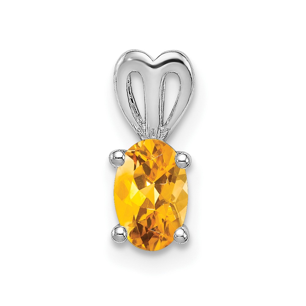Sterling Silver Rhodium-plated Citrine Pendant (QBPD20NOV)