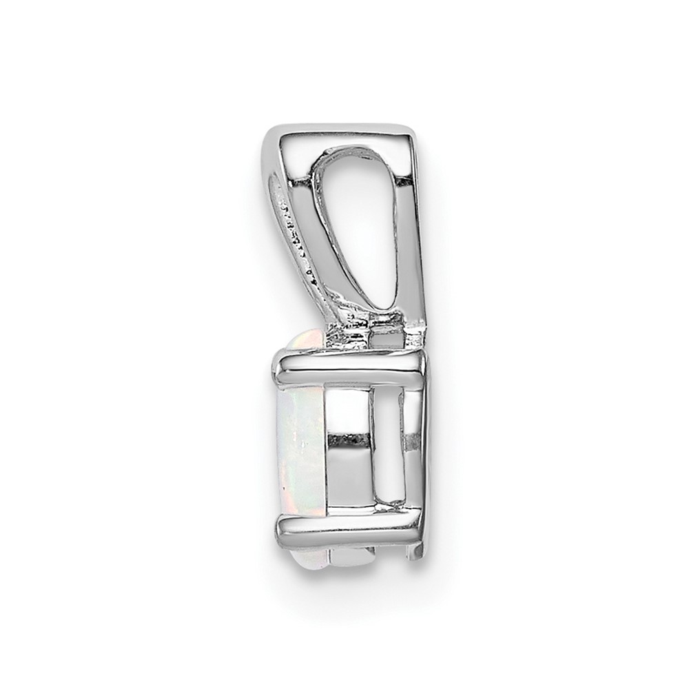 Sterling Silver Rhodium-plated Created Opal Pendant (QBPD20OCT)