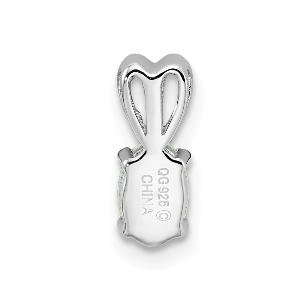 Sterling Silver Rhodium-plated Created Opal Pendant (QBPD20OCT)