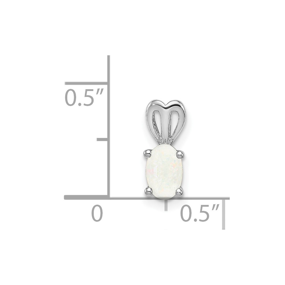 Sterling Silver Rhodium-plated Created Opal Pendant (QBPD20OCT)