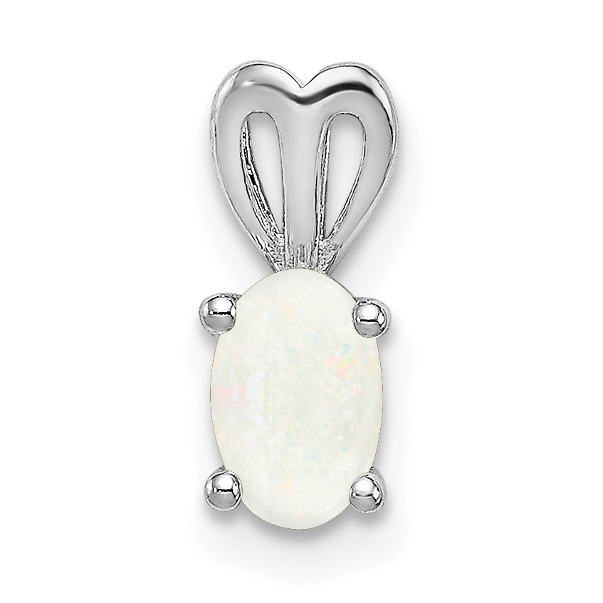 Sterling Silver Rhodium-plated Created Opal Pendant (QBPD20OCT)