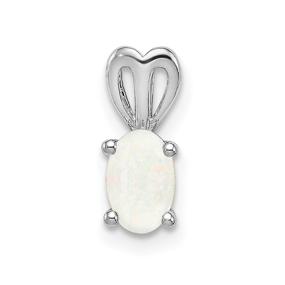 Sterling Silver Rhodium-plated Created Opal Pendant (QBPD20OCT)