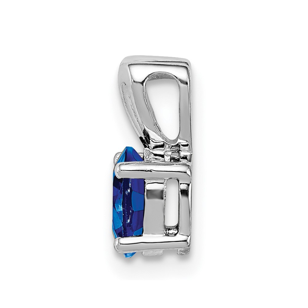 Sterling Silver Rhodium-plated Created Sapphire Pendant (QBPD20SEP)