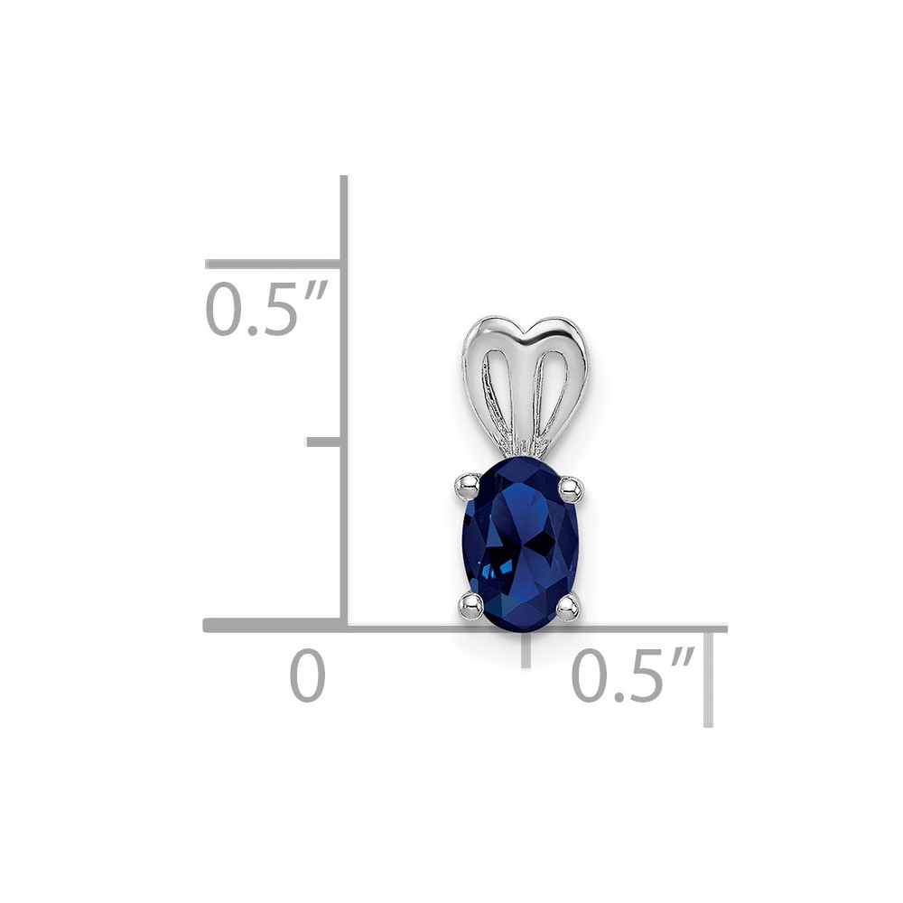 Sterling Silver Rhodium-plated Created Sapphire Pendant (QBPD20SEP)