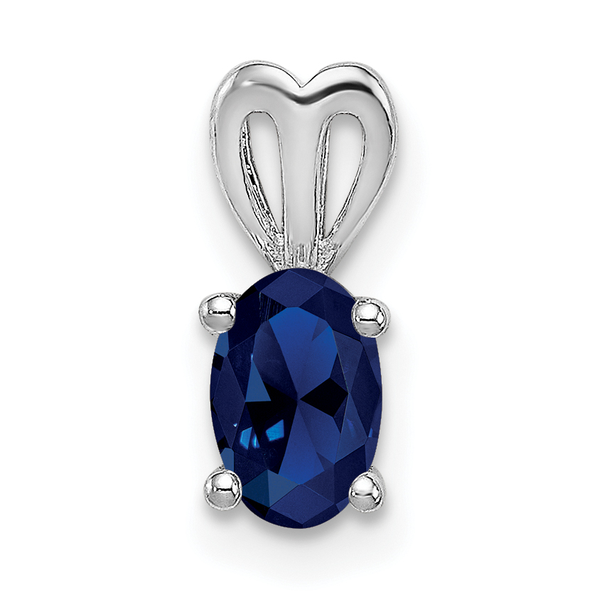 Sterling Silver Rhodium-plated Created Sapphire Pendant (QBPD20SEP)