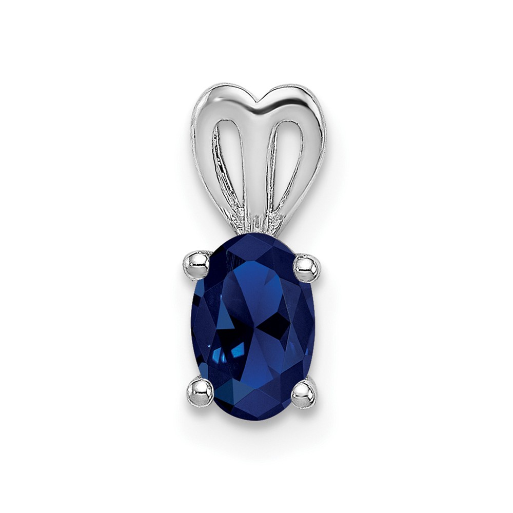 Sterling Silver Rhodium-plated Created Sapphire Pendant (QBPD20SEP)