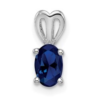 Sterling Silver Rhodium-plated Created Sapphire Pendant view 1