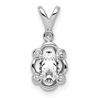 Sterling Silver Rhodium-plated White Topaz & Diam. Pendant view 1