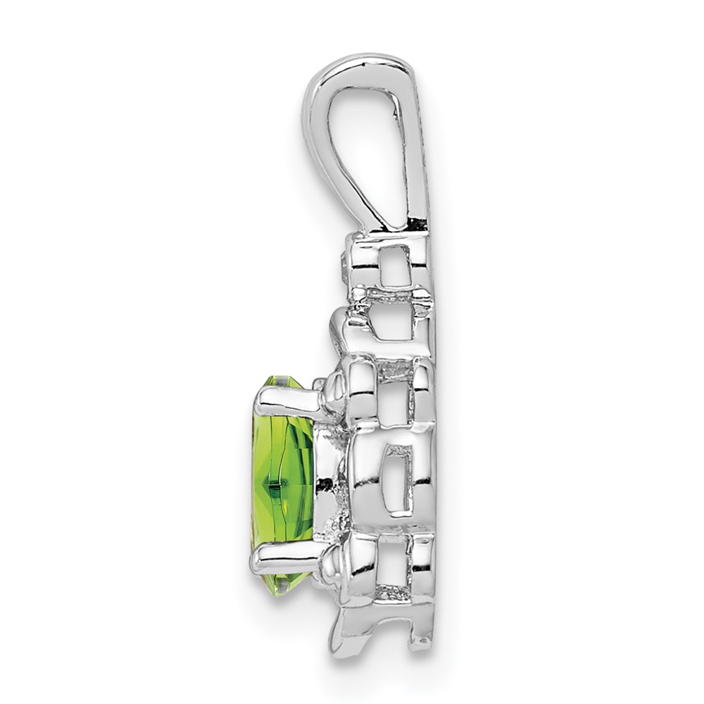 Sterling Silver Rhodium-plated Peridot & Diam. Pendant (QBPD21AUG)