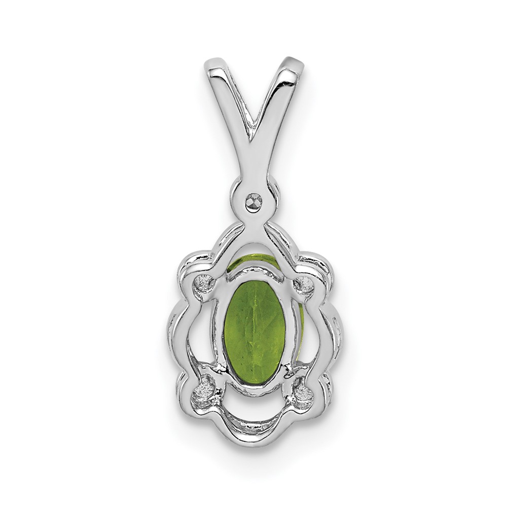 Sterling Silver Rhodium-plated Peridot & Diam. Pendant (QBPD21AUG)