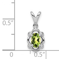Sterling Silver Rhodium-plated Peridot & Diam. Pendant view 3