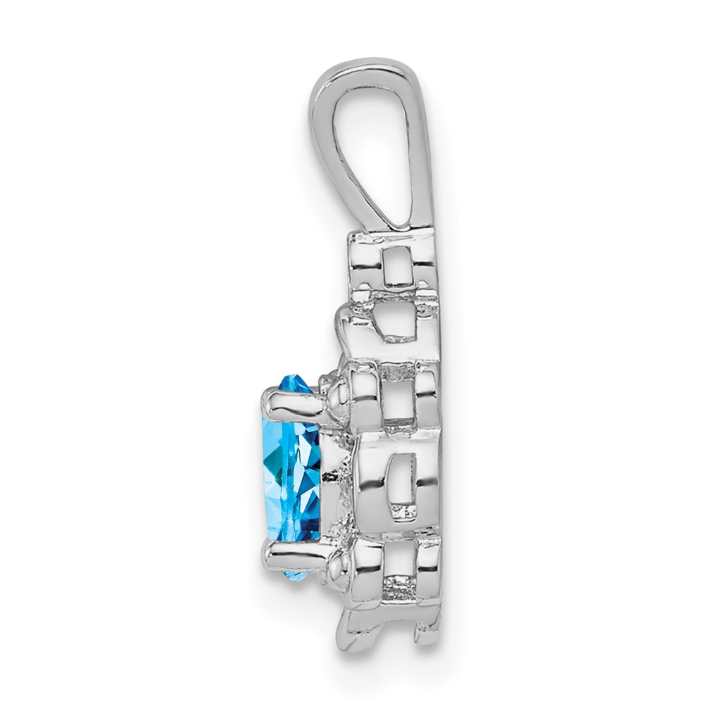 Sterling Silver Rhodium-plated Light Swiss Blue Topaz & Diam. Pendant (QBPD21DEC)