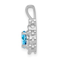 Sterling Silver Rhodium-plated Light Swiss Blue Topaz & Diam. Pendant view 2