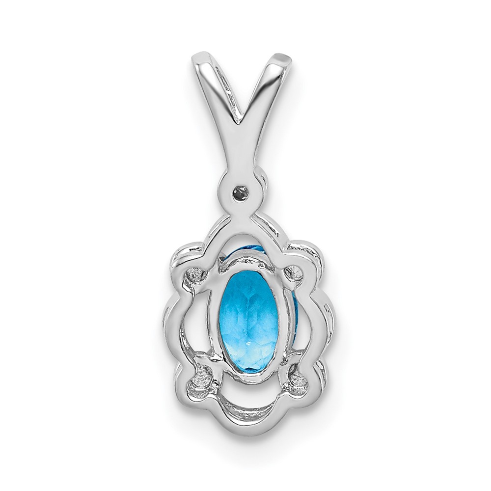 Sterling Silver Rhodium-plated Light Swiss Blue Topaz & Diam. Pendant (QBPD21DEC)