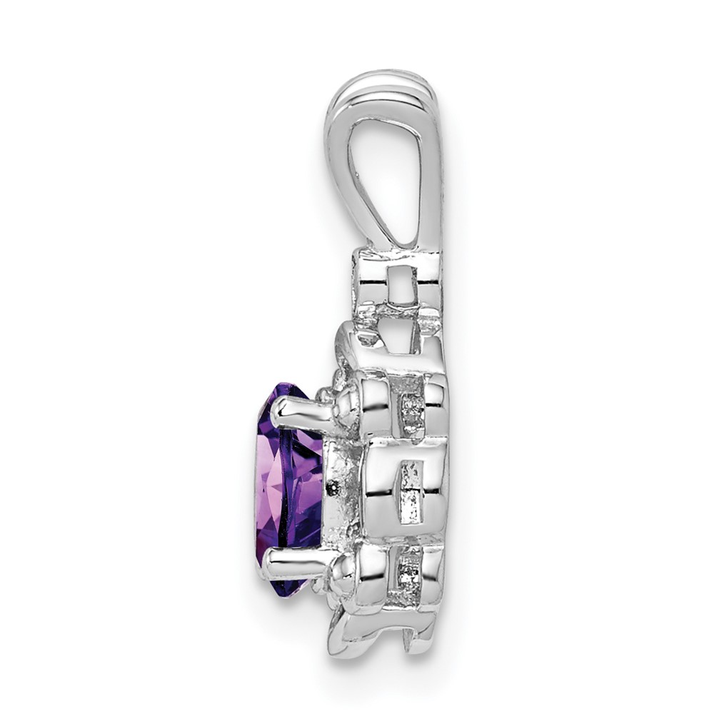 Sterling Silver Rhodium-plated Amethyst & Diam. Pendant (QBPD21FEB)