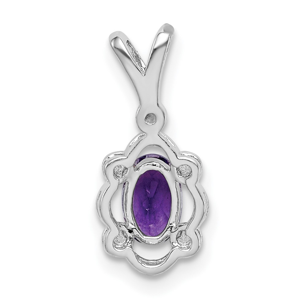 Sterling Silver Rhodium-plated Amethyst & Diam. Pendant (QBPD21FEB)