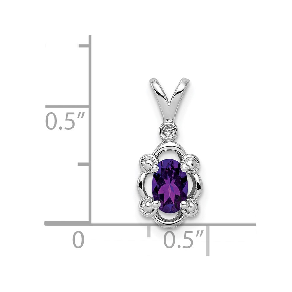 Sterling Silver Rhodium-plated Amethyst & Diam. Pendant (QBPD21FEB)