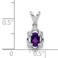 Sterling Silver Rhodium-plated Amethyst & Diam. Pendant view 3