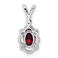 Sterling Silver Rhodium-plated Garnet & Diam. & Diam. Pendant view 3
