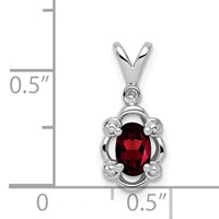 Sterling Silver Rhodium-plated Garnet & Diam. & Diam. Pendant view 4