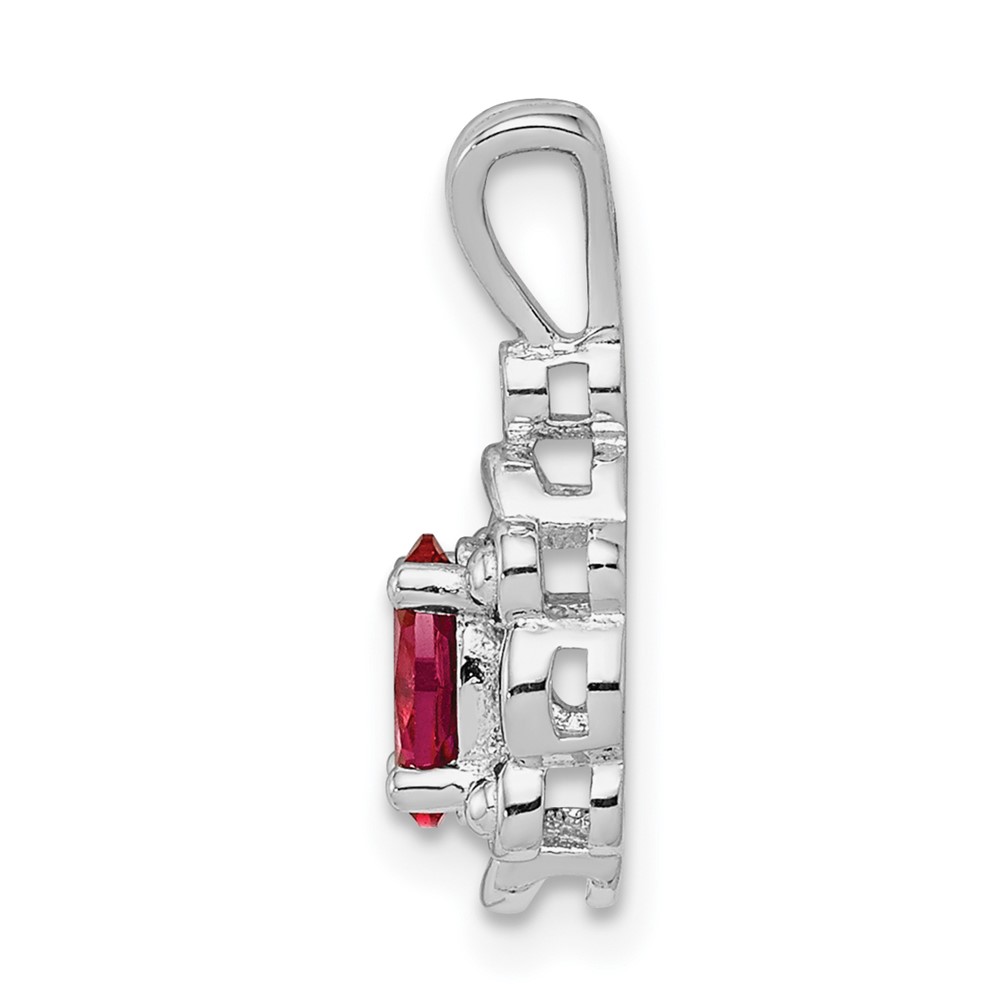 Sterling Silver Rhodium-plated Created Ruby & Diam. Pendant (QBPD21JUL)