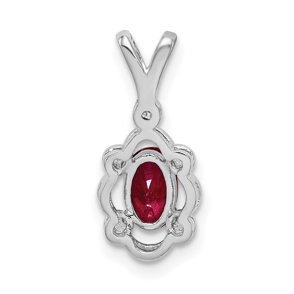 Sterling Silver Rhodium-plated Created Ruby & Diam. Pendant (QBPD21JUL)
