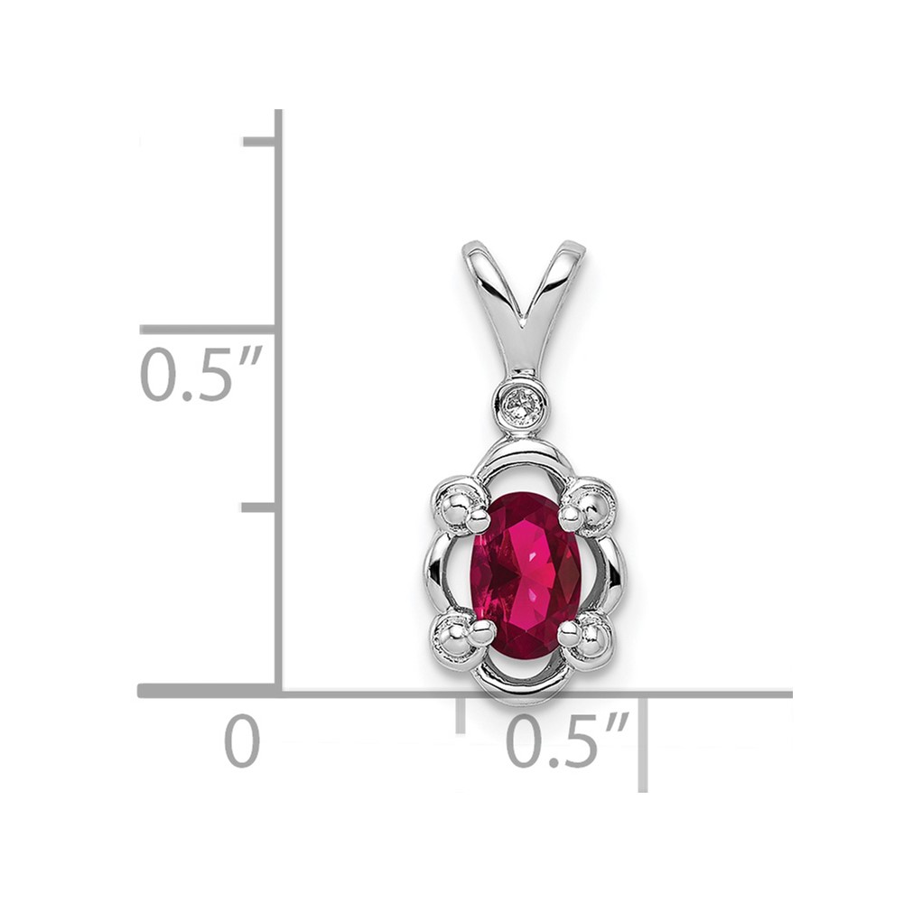 Sterling Silver Rhodium-plated Created Ruby & Diam. Pendant (QBPD21JUL)