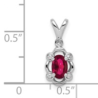 Sterling Silver Rhodium-plated Created Ruby & Diam. Pendant view 3